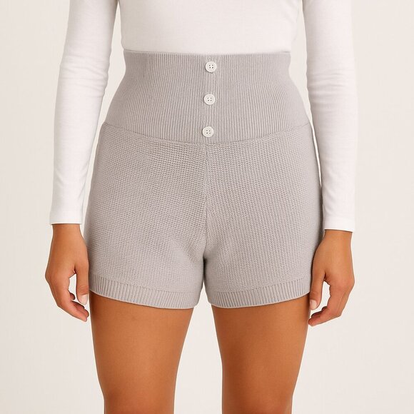 Adyson Parker Pants - Adyson Parker Gray High Waisted Knit Shorts Medium Sample